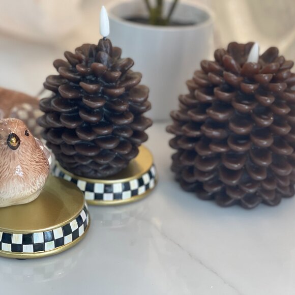 MacKenzie Childs Pinecone Flameless Candles (set of 2) - Picture 4 of 14